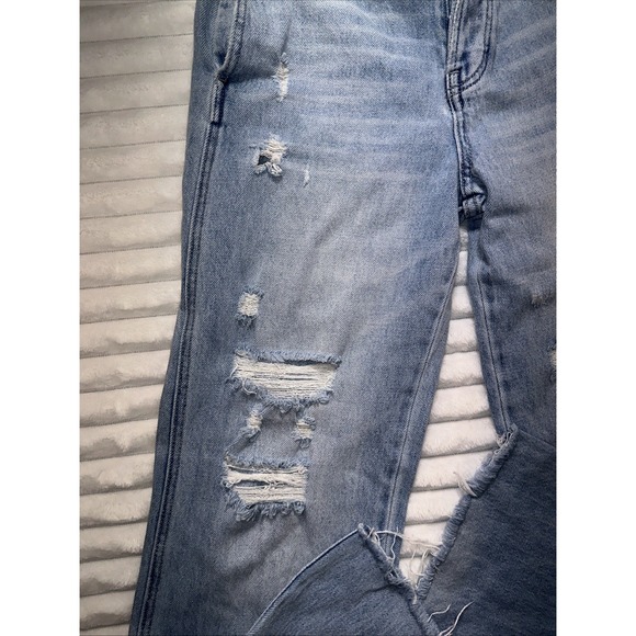 KanCan Womens Mid Rise Boot y Jeans Size 1 / 24 Distressed Light Wash Button Fly - Picture 2 of 8